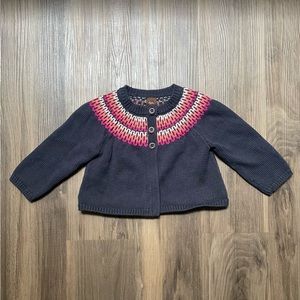 Tea Collection Baby Girl Fair Isle Navy Cardigan 12-18 Months
